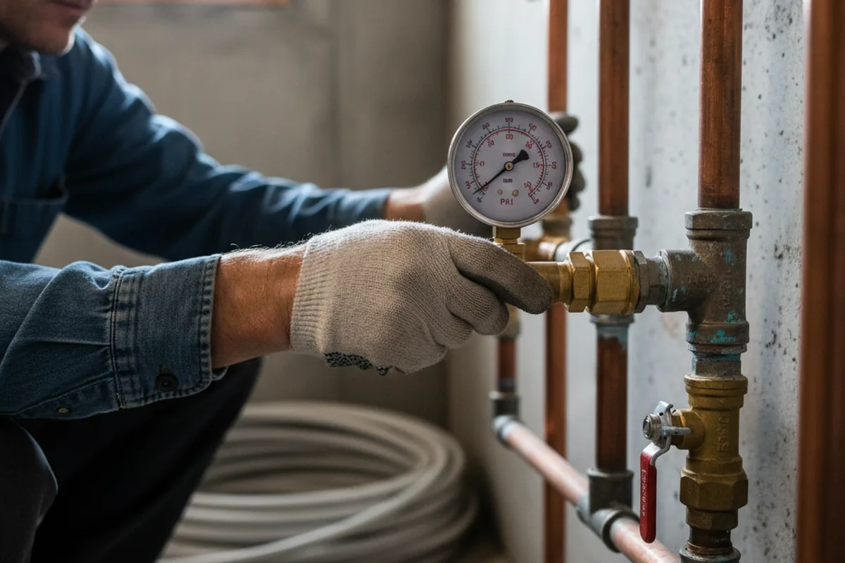 Pressure testing a repaired line during Water Line Repair in Oregonia